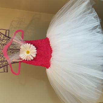 Tutu Dress, Hot Pink w/white skirt