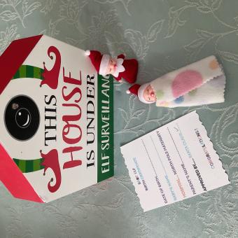 Baby Elf, red bunting w/birth certificate and blanket