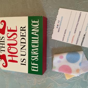 Baby Elves, blanket and birth certificate
