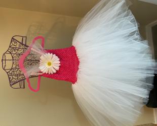 Tutu Dress, Hot Pink w/white skirt